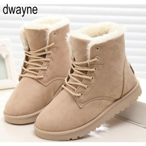 Women Winter Boots Suede Ankle Snow Boots Female Warm Fur Plush Insole High Quality Botas Mujer Lace-Up footwear