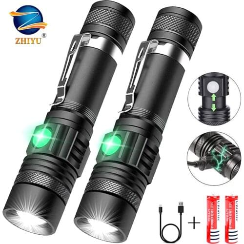 ZHIYU Rechargeable Flashlight,LED Tactical Flashlight,1200LM Super Bright Pocket-Sized T6 LED Torch with Clip,Water Resistant