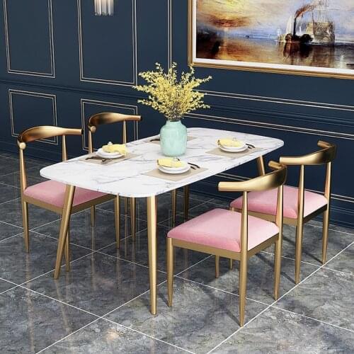 1.3m Modern Marble Dining Tables Small Apartment Simple Nordic Style Kitchen Furnitures Wrought Iron Light Luxury Customizable