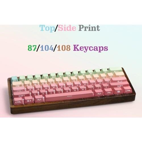 1 Set Custom Blank Keycaps Side/Top Print 87 104 Key Standard ANSI Shine PBT OEM Profile For Mechanical Backlit Keyboard For PC