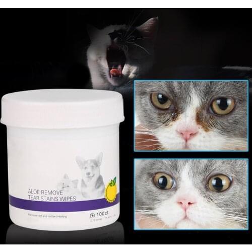 100PCS/Set Pet Eye Wet Wipes Cat Dog Tear Stain Remover Gentle Non-intivating Cleaning Wipes Grooming Cleaning Paper Towels