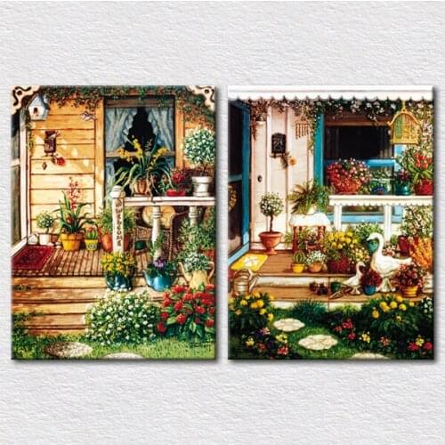 Canvas printed children room decoration picture High quality hand painted Fairy tale world view painting printed 2pcs set