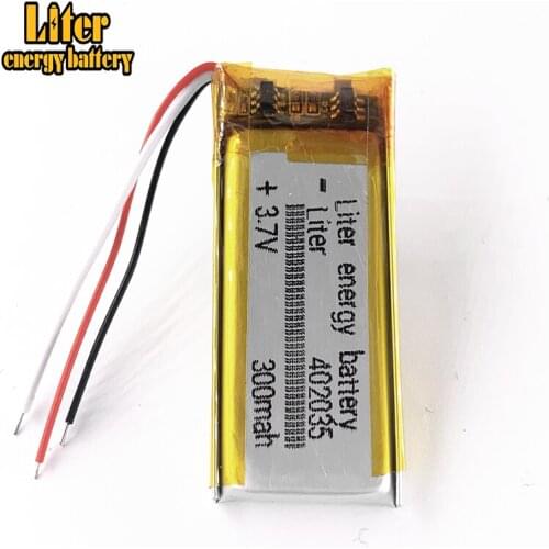 3 line Good Qulity 3.7V,300mAH,402035 Polymer lithium ion / Li-ion battery for TOY,POWER BANK,GPS,mp3,mp4