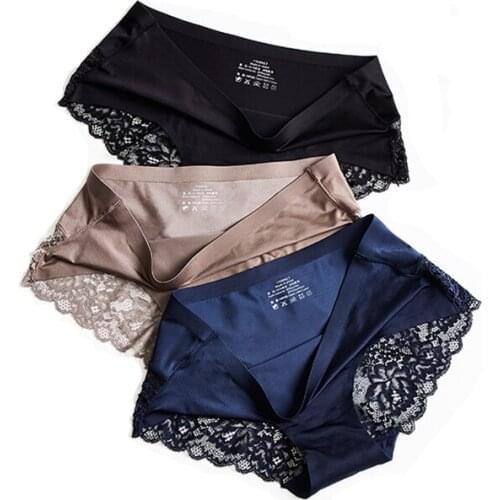 3 Pcs Sexy Lace Panties Hollow Out Seamless Panty Briefs Women Underwear Lingerie Panties Female Ladies Floral Pantys Underpants