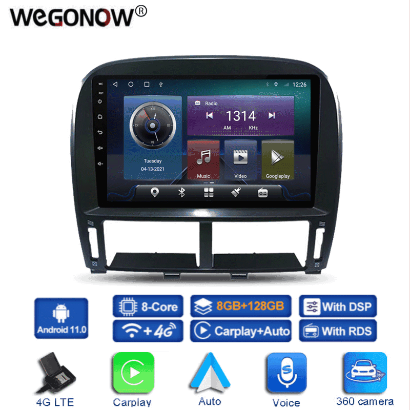 360 Panoramic Camera Carplay 6G+128G Android 10.0 Car DVD Player GPS map WIFI Bluetooth 5.0 RDS Radio For Lexus LS430 2003-2006
