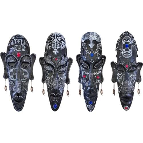 3D Retro Personality Gift African Masks Sculpture Statues Modern Home Bedroom Living Room Decoration Bar Wall Hanging Ornament