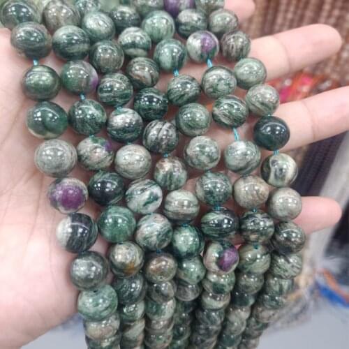 6/8/10mm Genuine Natural Green Mica Stone Beads Round Loose Spacer Euchlorite Kmaite Bead For Jewelry Making DIY Bracelet 15