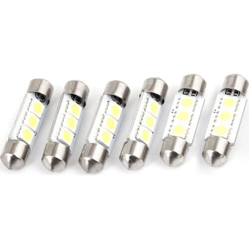 6 Pieces Hot Sale LED Car Light White 36mm Car Bulb 5050 SMD 3 LED Festoon Dome Light Fuse 12V DC White