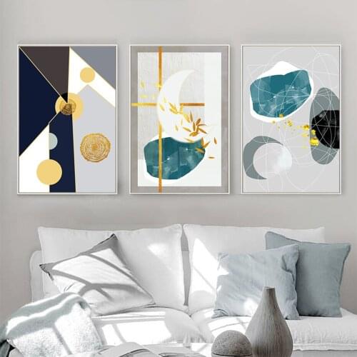Abstract Geometric Moon Tree Rings Canvas Painting Colorful Wall Art Pictures Gallery Posters and Prints for Living Room Decor