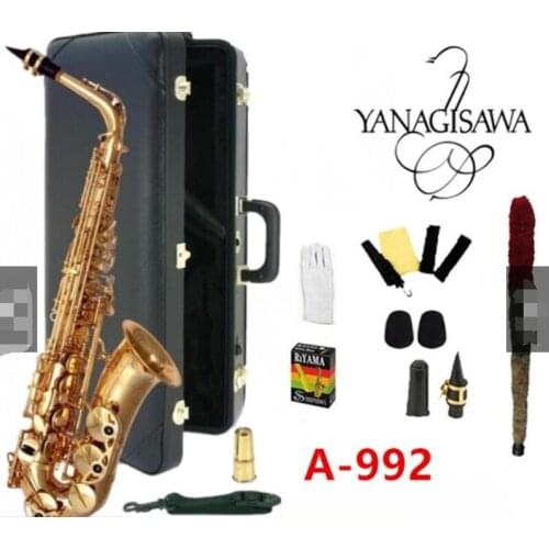 Alto Saxophone A-992 Gold Lacquer Sax Professional Mouthpiece Patches Pads Reeds Bend Neck