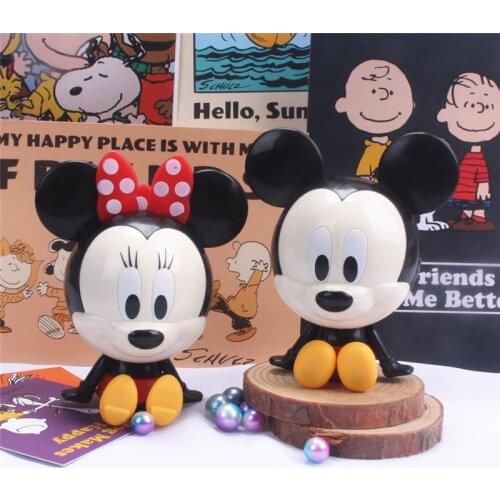 2Pcs/Set Disney Big Head Mickey Minnie Mouse Action Figures Cartoon Baked Cake Topper Scene Decor Kids Toys