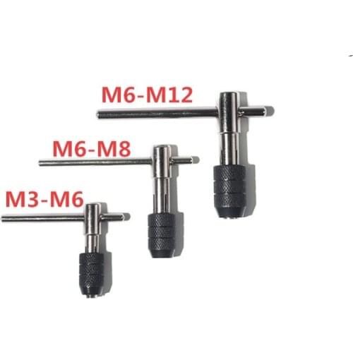 M3-M6 M5-M8 M6-M12 Ratchet Tap Wrench T-Type Tap Handle Reversible T-Handle Tapping Threading Tools Tap Holder Hand Tool