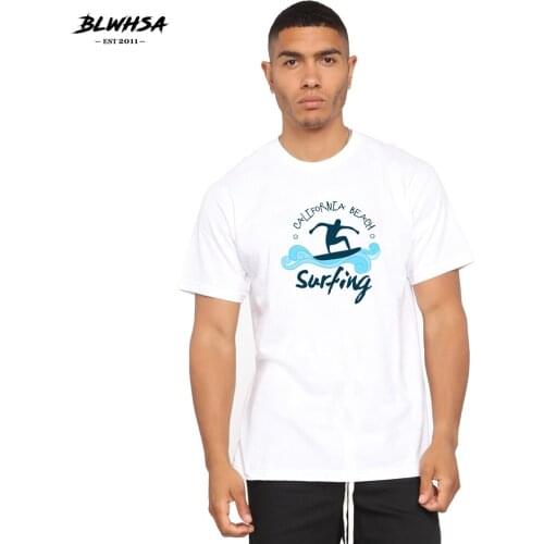 BLWHSA Hand Surf Printing T Shirt Men Casual Summer T-shirt Funny Design Hand Drawn Surf Painted Surf Printed Plus Size Shirts