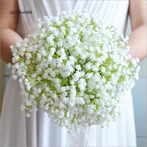 Gypsophila White Rose Wedding Flowers Bridal Bouquets Artificial Wedding Bouquet De Mariage Rose SPH026