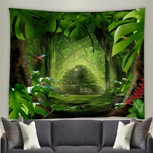 Yadshoti Tapestries of Textile Forest Four Seasons Landscape Tree Leaf Natural Scenery Living Room Bedroom Wall Decor Tapestry