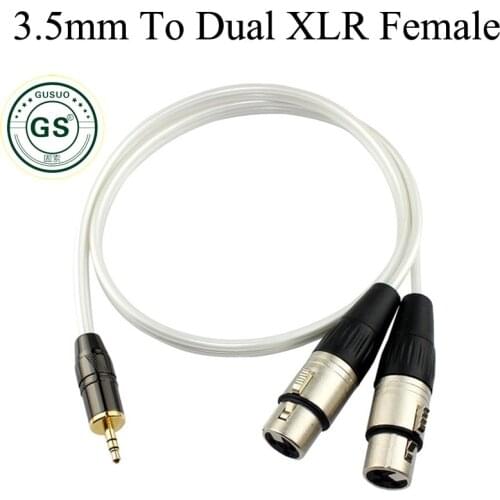 GUSUO 3.5mm Stereo Jack Plug to Dual XLR Male Female Pro Music Speakers Mixer Audio Cable Computer sound card Cable 0.5M-30M