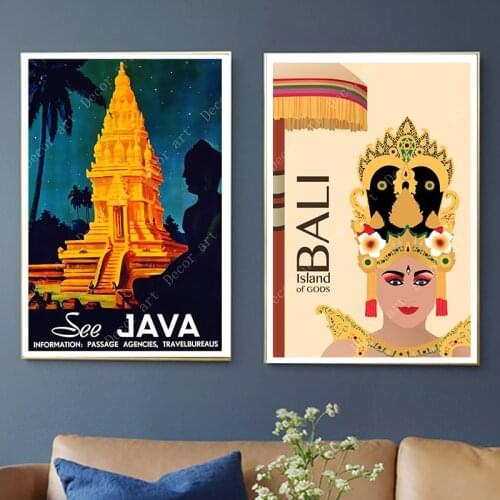 Indonesia Bali Summer Holiday Travel Canvas Paintings Vintage Wall Canvas Posters Coated Wall Stickers Home Decor Picture Gift