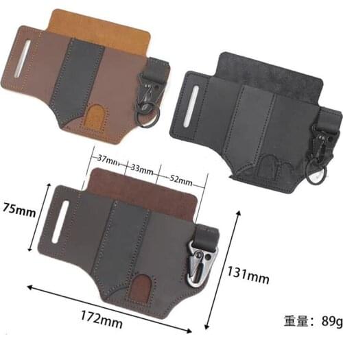 Leather Storage Waist Bag Sheath Multifunctional Tool Box Outdoor Organizer Pouch Pen Case