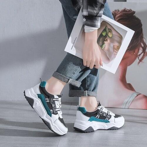 Women Sneakers Fashion Color Matching Running Shoes Thick Bottom Non-slip Vulcanized Shoes Comfortable Wearable Fitness Shoes
