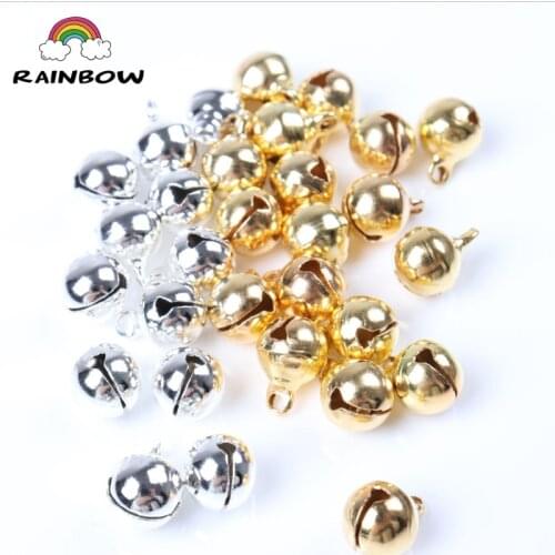 8mm 10pcs Gold Copper Round Loose Beads Jingle Bells Christmas Tree Ornamen Decoration Pendants Party Home Accessories