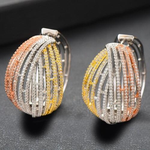 LARRAURI Fashion Jewelry Charms Elegant Big Statement Hoop Earrings For Women Trendy Cubic Zircon Wedding Bridal DUBAI Earrings