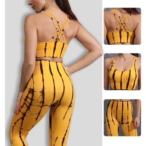 High Waist Leggings Sports Suit 2021 Dyeing Women Yoga Set Workout Sportswear Gym Clothing Fitness Clothes Sports Bra