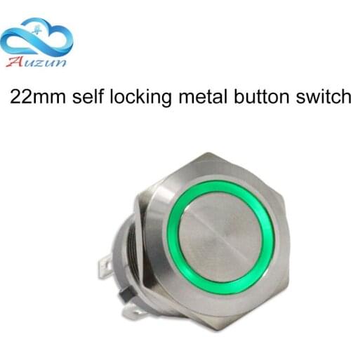 22 mm self-locking metal button short of large current 5A ring button 6V12V24V220V stainless steel red blue green white