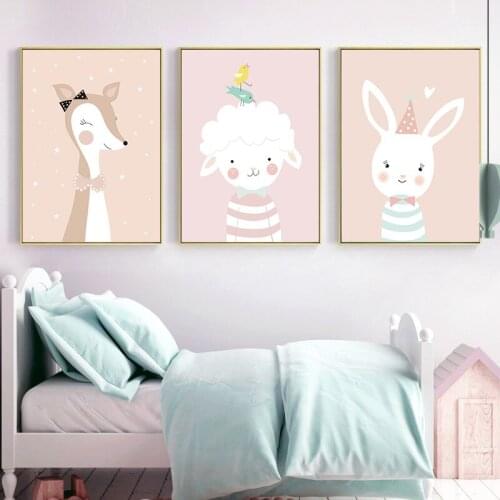 Lovely Cute Cartoon Animal Home Decor Canvas Painting Wall Art Print Kids Bedroom Living Room Poster