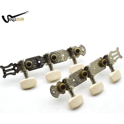 6set 3L3R Guitar Tuning Keys Tuners Machine Head 6 String Chrome Plated Single Hole Tuning Pegs for Classical Acoustic Guitar