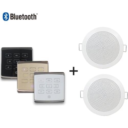 25W 2 channel Bluetooth/USB/SD pa home audio background music system wall mounted amplifier with 2 pieces 3'' ceiling speakers