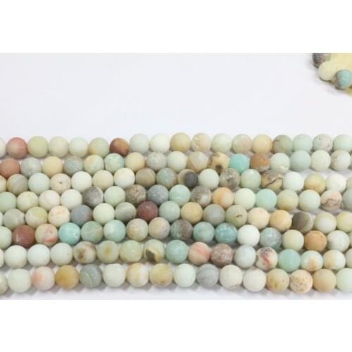 New Fashion Diy 4mm 6mm 8mm 10mm Natural Amazonite Stone Matt Round Bead Forest Loose Beads For Jewellery Making 15inch B3261