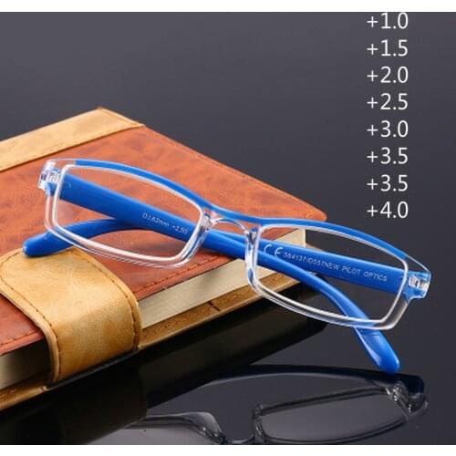 Square Reading Glassses Presbyopic Eyewear Portable Ultralight Presbyopia Eyeglasses For Men Women With +1+1.5+2+2.5+3+3.5+4