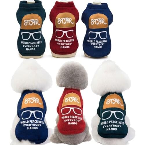 Pet clothing autumn and winter dog clothing small dog glasses pattern clothes Warm clothes for small and medium sized dogs