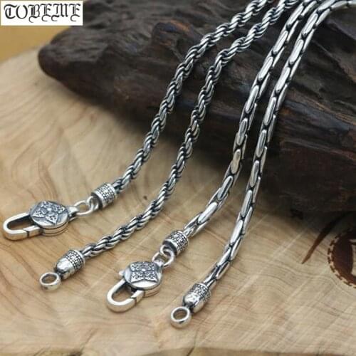 NEW 100% 925 Silver Tibetan Six Words Necklace Sterling Buddhist OM Vajra Necklace Real Pure Silver Tibetan Dorje Necklace