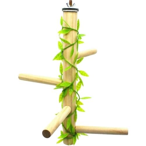Parrot Bird Perch Hard Wood Stand Toy Platform Paw Grinding Stick for Parakeets Q0KA