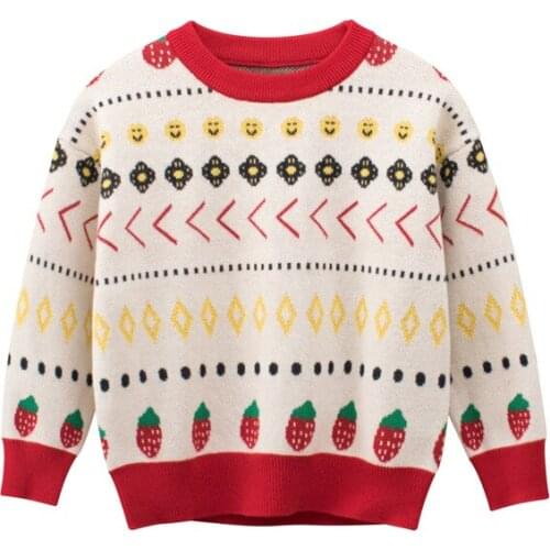 Casual Kids Girls Boys Knit Sweaters Autumn Winter Cartoon Loose Jumpers Children Round Collar Long Sleeve Pullover Tops New