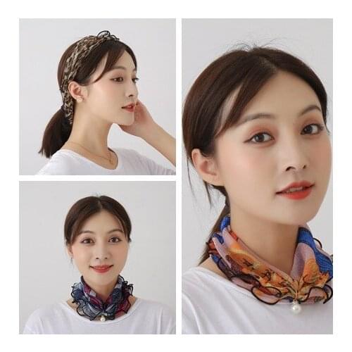 Pearl Lace Variety Scarf Pendant Necklace for Women Solid Chiffon Infinity Scarf Pearl Silk Accessory Pearl Lace Variety Scarf