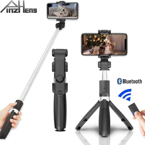 PINZHENG Bluetooth Selfie Stick Tripod Foldable With Remote Control Monopod Wireless Selfie Stick For Xiaomi iPhone Smartphones