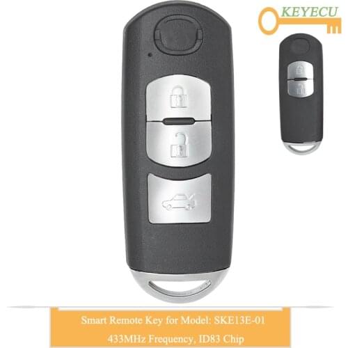 KEYECU Smart Remote Control Car Key for Mazda 2 3 6 CX-3 CX-5 2012+, Fob 2/ 3 Buttons - 433MHz - ID83 Chip - Model: SKE13E-01