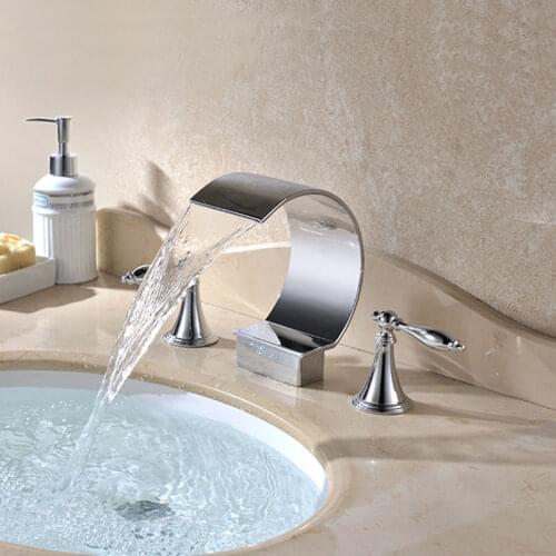 Modern 3Pcs 8 " Widespread Bathroom Sink Faucet Tap in Gold / Chrome Finish Free Shipping