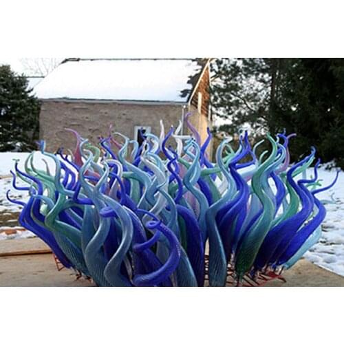 LR430-Free Shipping Mouth Blown Glass Blue Shade Standing Floor Sculpture