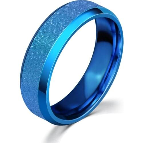 Wedding Jewelry Couple Titanium Steel Frosted 4 Color Blue Gold Ring for Lovers