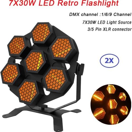 2Pcs/Lot 7X30W LED Retro Flash Light Warm White LED Strobe Light Stage Flashing Lights Dj Dance Club For Disco Light Music Party