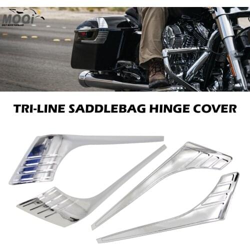 Tri-Line Saddlebag Hinge Cover Fits For HARLEY Road Kings Electra Street Glides 2014-2020 2021 Chrome And Black
