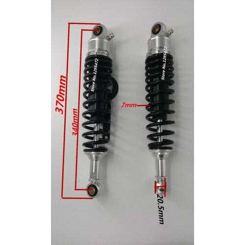 2pcs Universal 340mm Motorcycle 7mm spring nitrogen Rear Shock Absorber Suspension for honda yamaha suzuki Black & silver