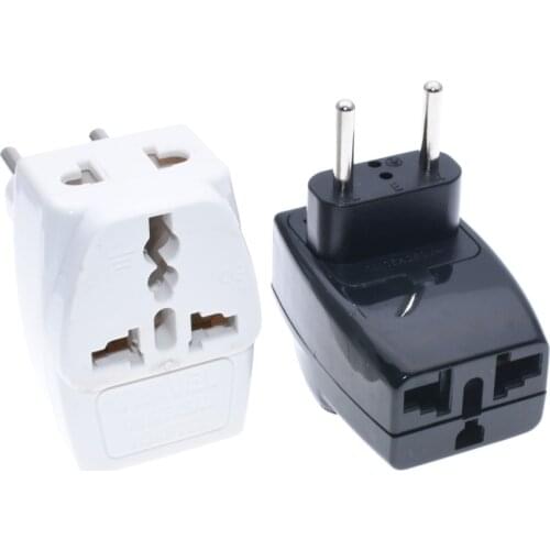 Universal to Europlug EU Travel Adapter 3 Way Multi Outlet Black Color TYPE E F G