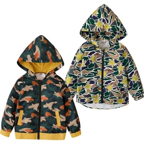 Spring Kids Clothes Boys Jackets Children Hooded Zipper Windbreaker Coat Baby Camouflage Print Coat Infant Outerwear for Girls