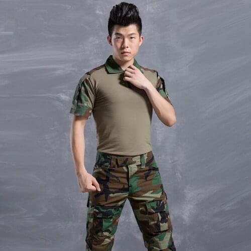 Military Uniform Camouflage Suit Clothing Men Army Uniforme Militar US Tactical Combat Black T-shirt + Pants for