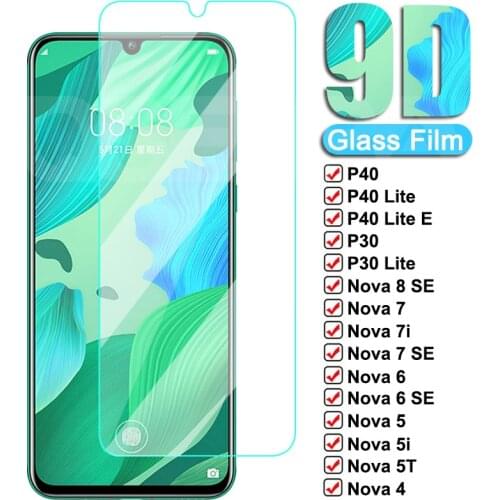 9D Tempered Glass on For Huawei Nova 8 7 6 SE 7i 5 5T 5i 4 4E 3 3i 3E 2i Screen Protector P30 P40 Lite E Protective Glass Film