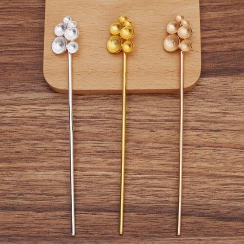 10 Pieces/Lot Vintage Hair Sticks Headwear Blank Flower Settings DIY Jewelry Making Hair Accessories For Women
